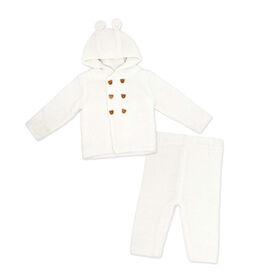 Baby Mode 2 Piece Hooded Knit Set:Cream