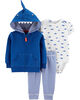 Carter's 3-Piece Shark Cardigan Set - Blue, 18 Months