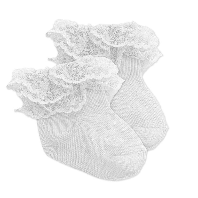 Baby Mode Signature 3 Pack  Ruffle Socks: White