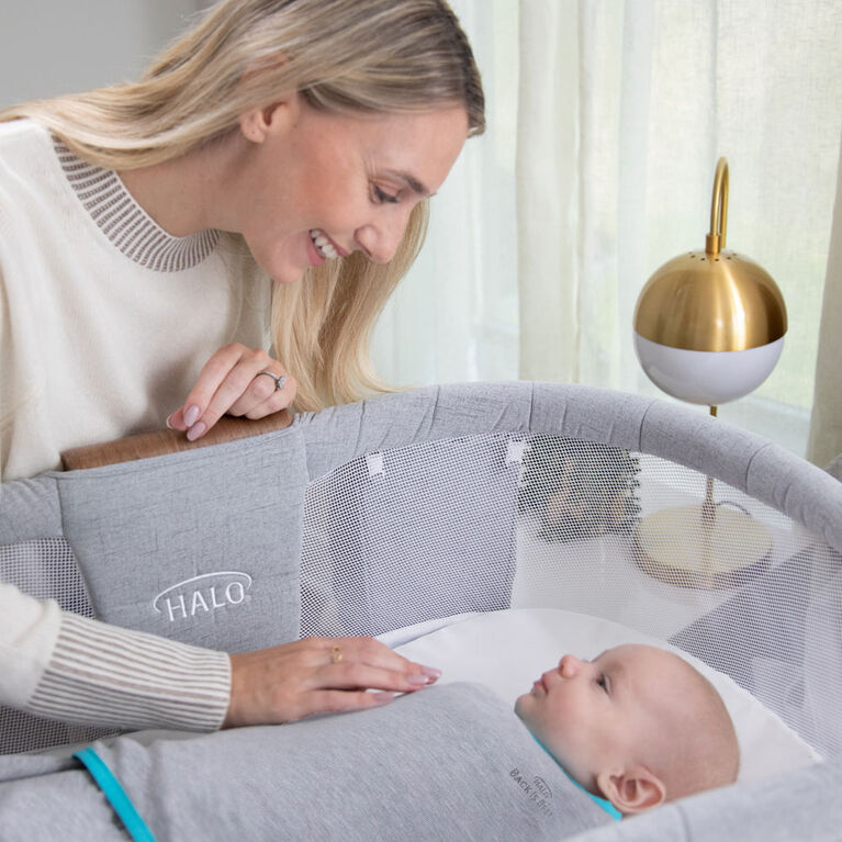 HALO SleepSack Swaddle - Ideal Temp - Heather Gray/Aqua Newborn  0-3 Months