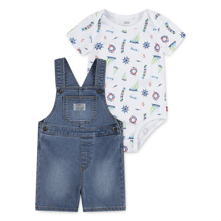 Levis Overall Set - Bright White - Size 18 Months