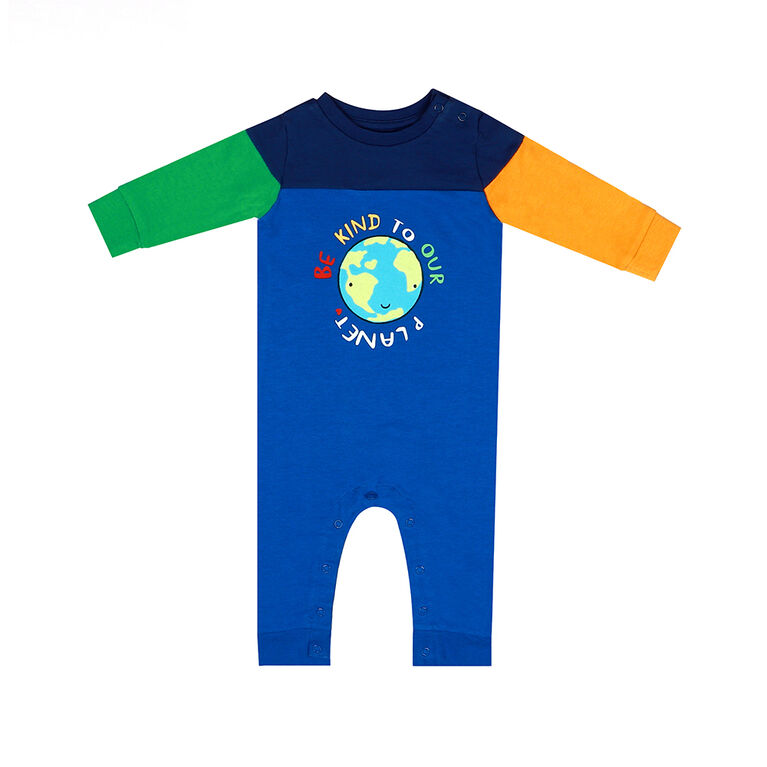 earth by art & eden - Mike Color Block Coverall - Stong Blue, 6 Months