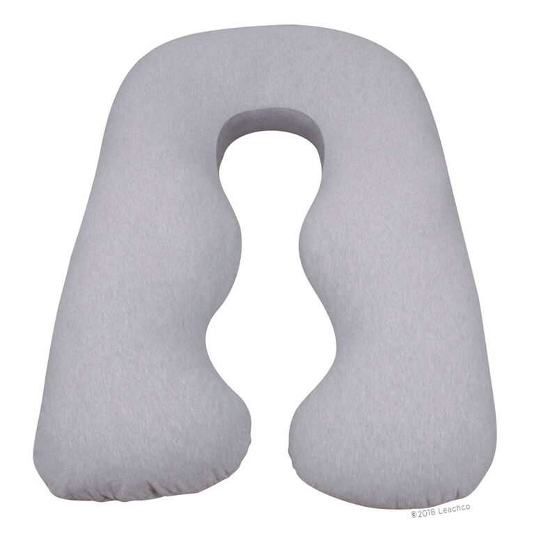 Leachco Coussin corporel Back 'N Belly Chic avec housse en jersey gris chine.