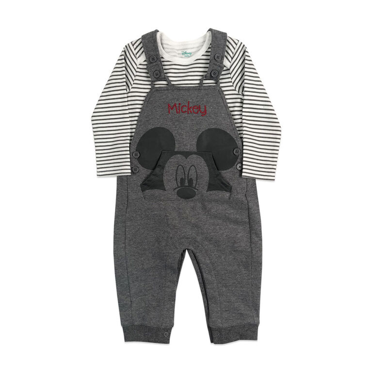 Disney Mickey Mouse 2 pc Overall set - Charcoal, 3 Months