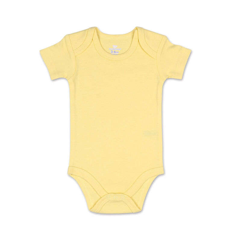 Koala Baby 4Pk Short Sleeved Solid Bodysuits, Yellow/Green/Heather Grey/White, 6 Month