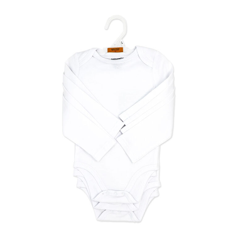 Naturelle Lot de 4 bodys à manches longues : blanc 3M