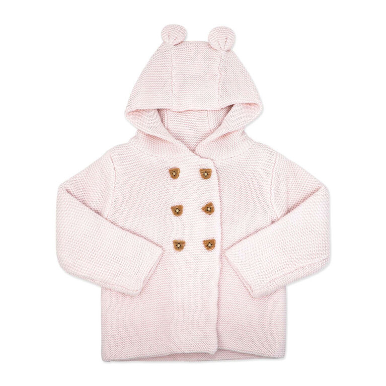 Baby Mode 2 Piece Hooded Knit Set: Pink