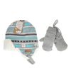 Infant knit helmet/chenille lining & matching mitt set - Grey
