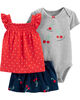 Carter's 3-Piece Cherry Diaper Cover Set - Red/Navy/Grey, 12 Months