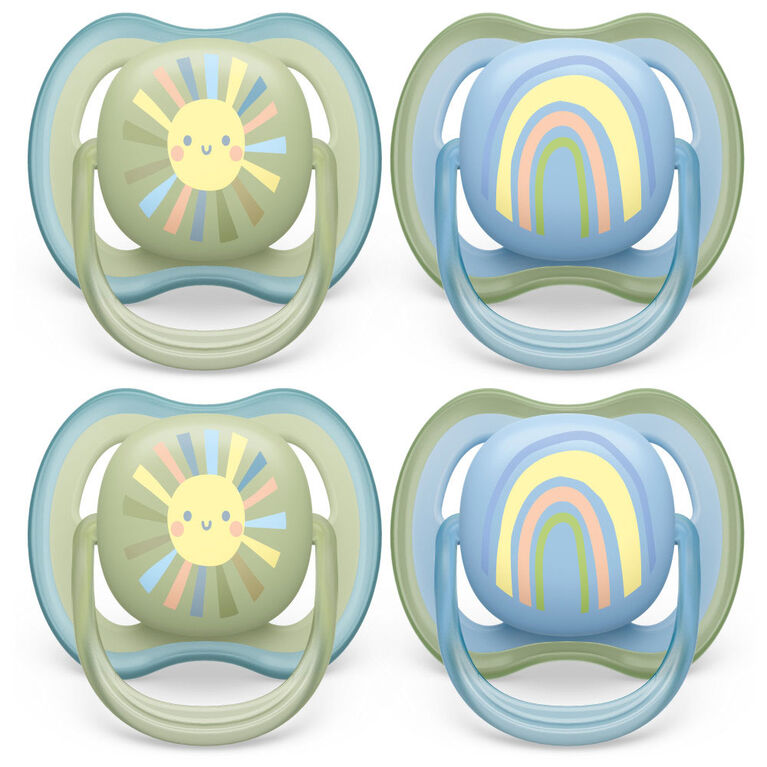 Avent Ultra Air Pacifier 0-6m sun /rainbow 4pk