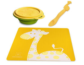 Marcus & Marcus Placemat & Collapsible Bowl & Feeding Spoon - Lola the Giraffe - Yellow.