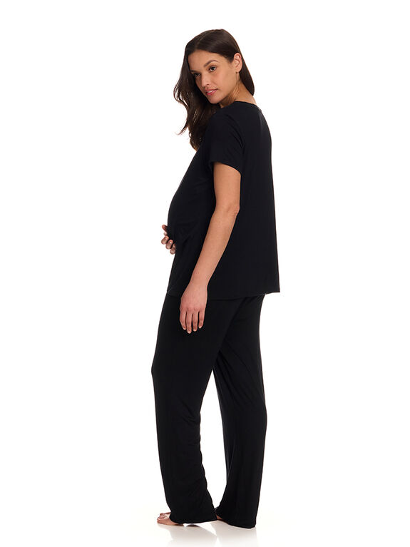 Chloe Rose Ensemble Pantalon de Grossesse et d'Allaitement 2 Pièces Noir