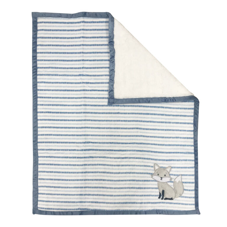 Koala Baby - Fox Blue/Grey Sherpa Applique Blanket