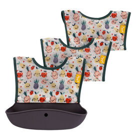 3 Pack Simmons Bib Silicone Pocket Grey