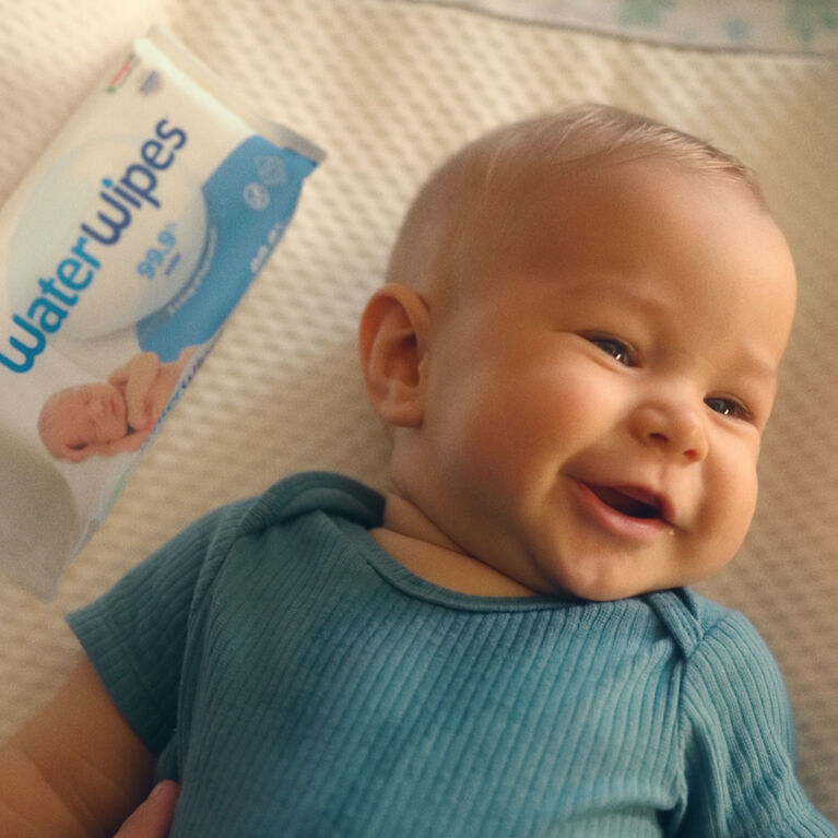 Lingettes pour bébés originales sans plastique WaterWipes, lingettes à base d’eau à 99,9 %, non parfumées, sans fragrance et hypoallergéniques pour les peaux sensibles, 240 unités (4 paquets), l’emballage peut varier