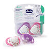 Ensemble de 2 sucettes orthodontiques Deco NaturalFit de Chicco, 4 Mois+ - Rose.