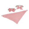 Amor Bebe 3 pc Muslin Reversible Bib with 2 Headbands Set: Pink Dot