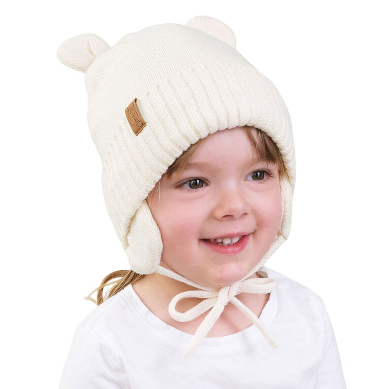 Chapeaux Tricot&eacute;s Ours pour Enfants | Cr&egrave;me Vanille - G (2-5A)