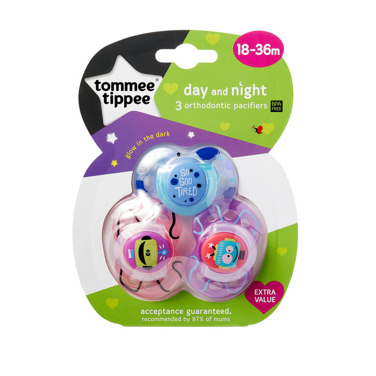 Tommee Tippee Day & Night Pacifier 3Pack, 1836 Months My Little Star Babies R Us Canada