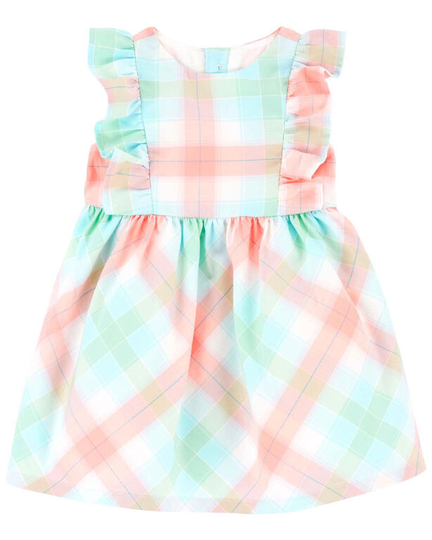 Carter's Plaid Flutter Dress Blue