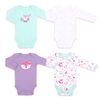 Koala Baby 4Pk Long Sleeve Bodysuit Foxy Floral, 0-3 Months
