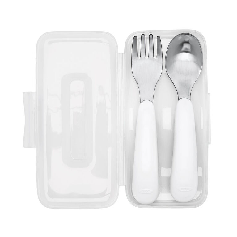 On The Go Fork And Spoon Set - Gray