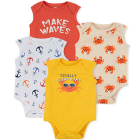 Koala Baby 4 Pack Sleeveless Bodysuits, Yellow