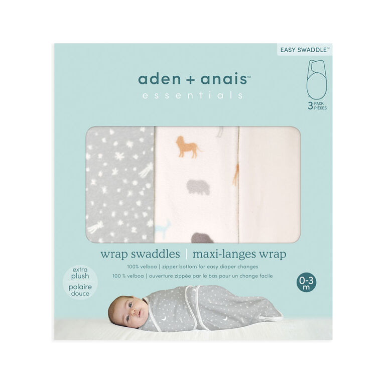 Couverture à Emmailloter Easy Aden + Anais Essentials Wild Prairie 0-3 M, Lot de 3