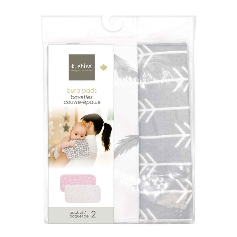 Kushies Burp Pads Flannel 2Pk Grey Arrow/Feathers Babies R Us Canada