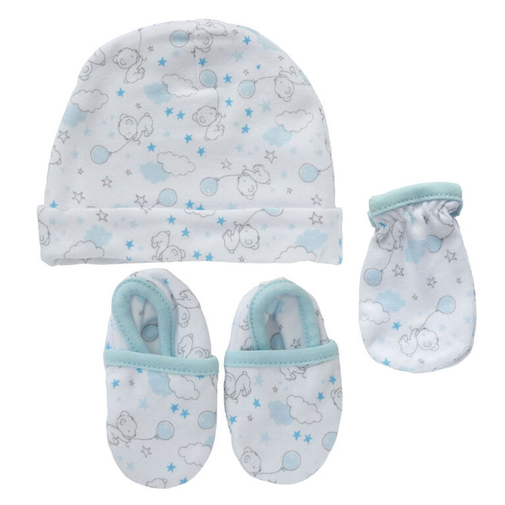 Koala Baby 3 Pack Set Hat Mittens Booties Blue Bear