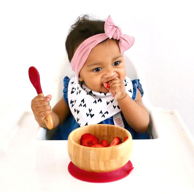 Avanchy Bamboo Suction Baby Bowl + Spoon - Pink