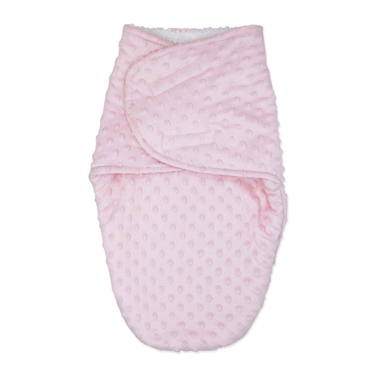 Baby Mode Signature Popcorn Sherpa Swaddle Bag: Light Pink 0-6M
