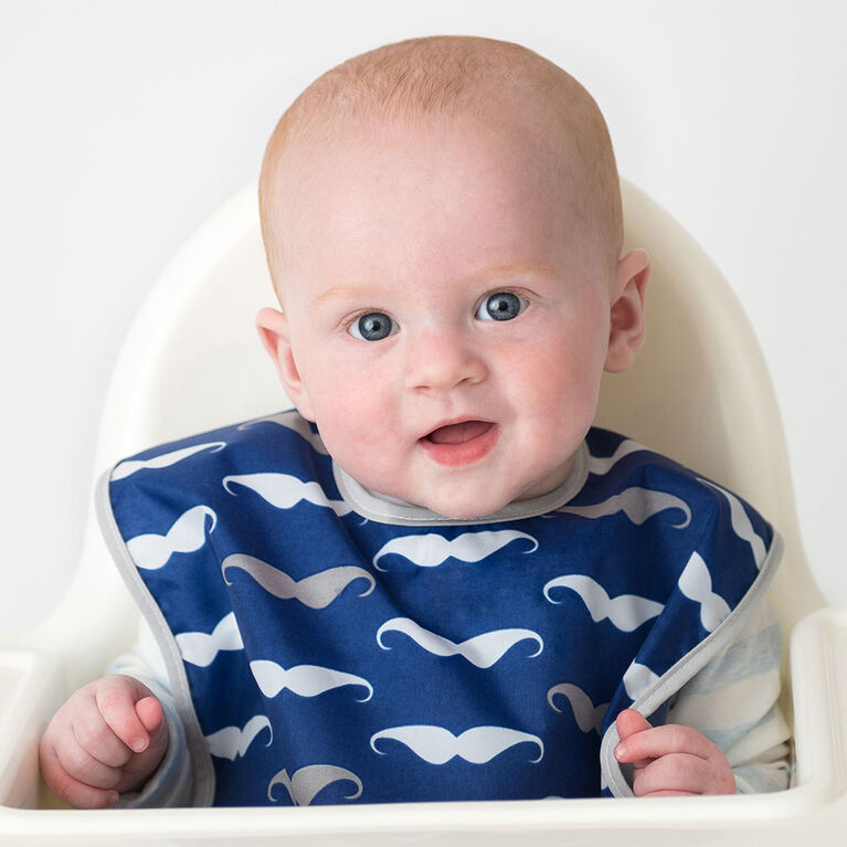Kushies Cleanbib 12M+ Navy Moustache Babies R Us Canada