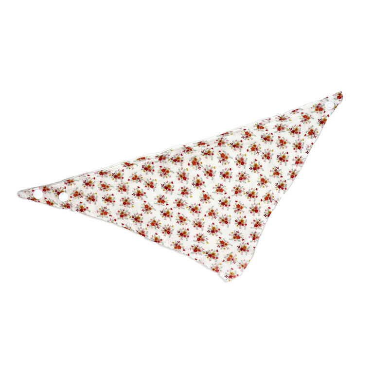 Amor Bebe 3 Piece Muslin Reversible Bib with 2 Headbands Set: Ivory Floral