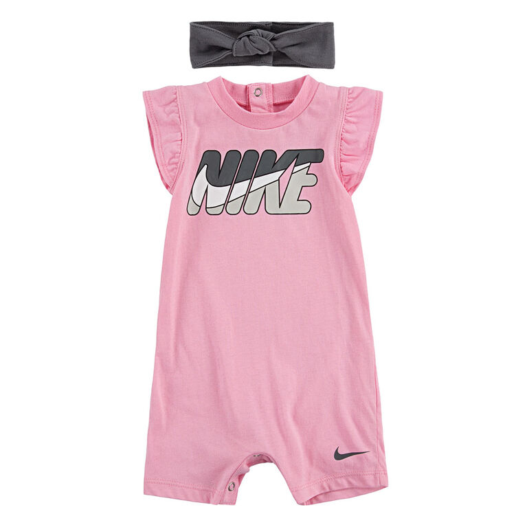 Nike Romper with Headband - Pink, 0-3 Months to Newborn