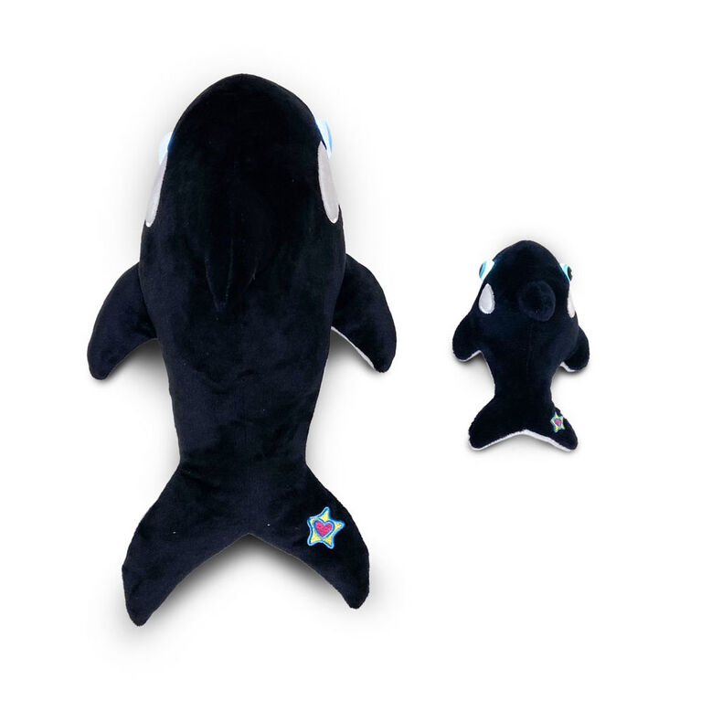 Ensemble NightBuddies and BabyBuddies Orque Noir de 15" and 5" en Peluche Yeux Lumineux