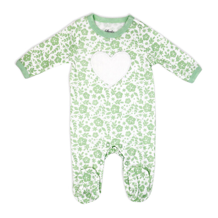 Sterling Baby 2 Piece Footie Set: Aqua Heart  9M