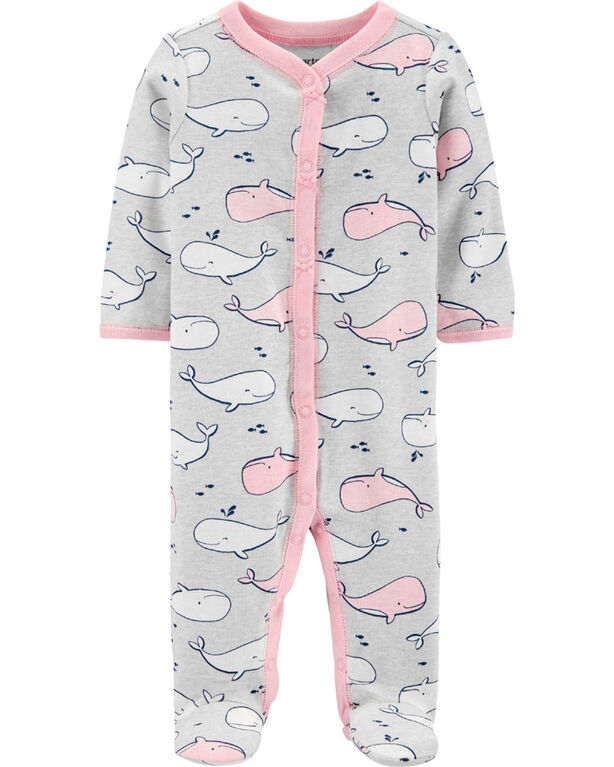 Carter's Whale Snap-Up Cotton Sleep & Play - Grey, 9 Months