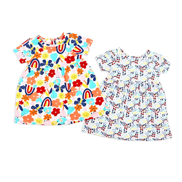 Mini Hop 2 Pack Dress: Multi Rainbow Floral