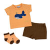 Mini Hop 3 Piece Orange Short Set: Whale 24M