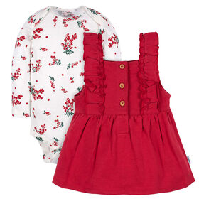 Gerber Childrenswear - 2 Piece Jumper + Bodysuit Sets - Girl - Holly Berries 6-9 months
