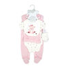 Rock a Bye Baby  Girl's 5 Piece Ribbed Velour Set: Pink Bear 3-6M