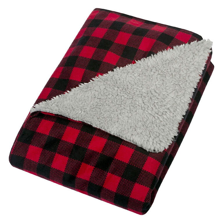 Buffalo Check Faux Shearling Blanket