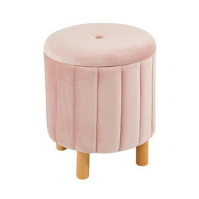 Kvell 15" Round Storage Ottoman Pink