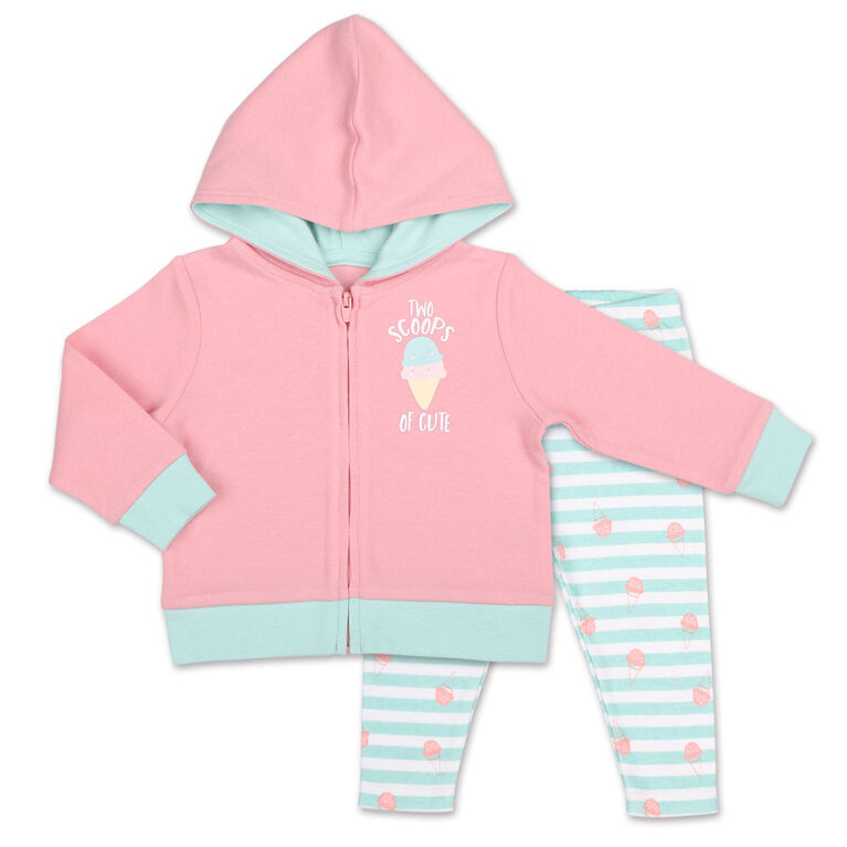 Koala Baby Pastel Rainbow Ice Cream Scoop Hoodie/Legging 2 Piece Set, 6-9 Months