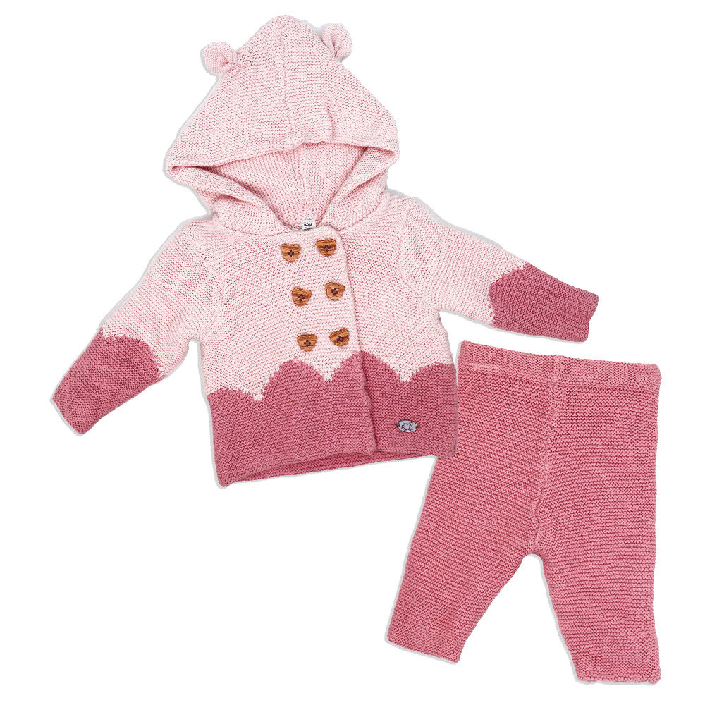 Rock A Bye Baby 2 Piece Knitted Set Pink 3 6M