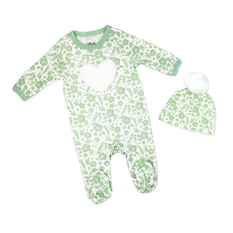 Sterling Baby 2 Piece Footie Set: Aqua Heart  9M
