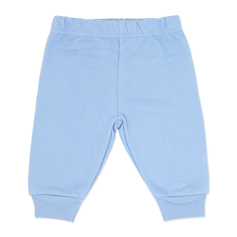 Baby Mode 3 Piece Fleece Jogger Set:Blue Dinosaur 6M