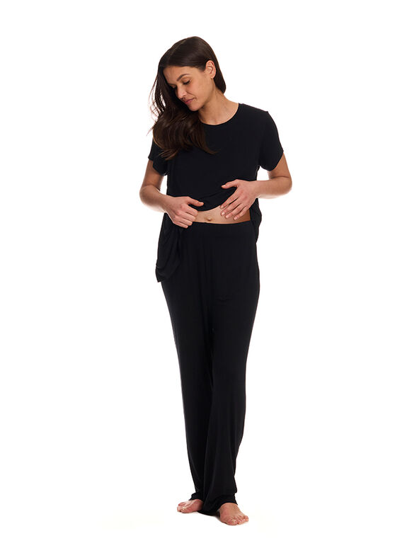 Chloe Rose Ensemble Pantalon de Grossesse et d'Allaitement 2 Pièces Noir