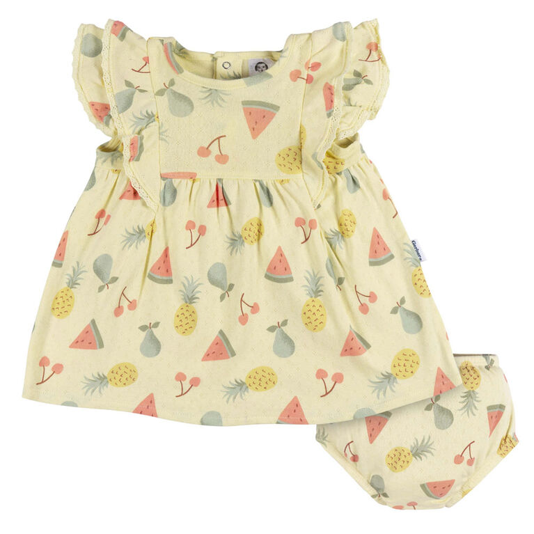 Gerber Childrenswear - 2-Piece Dress + Diaper Set - Fruit - 12M